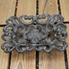 Vintage Rectangle Cast Iron Soap Holder With Hollow Flower Pattern Farm House Accents Handmade Home Garden Tabletop Decor Dish 3