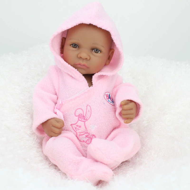 10 &quot28 см мини куклы reborn baby черный полный силиконовые тела мягкие Реалистичные