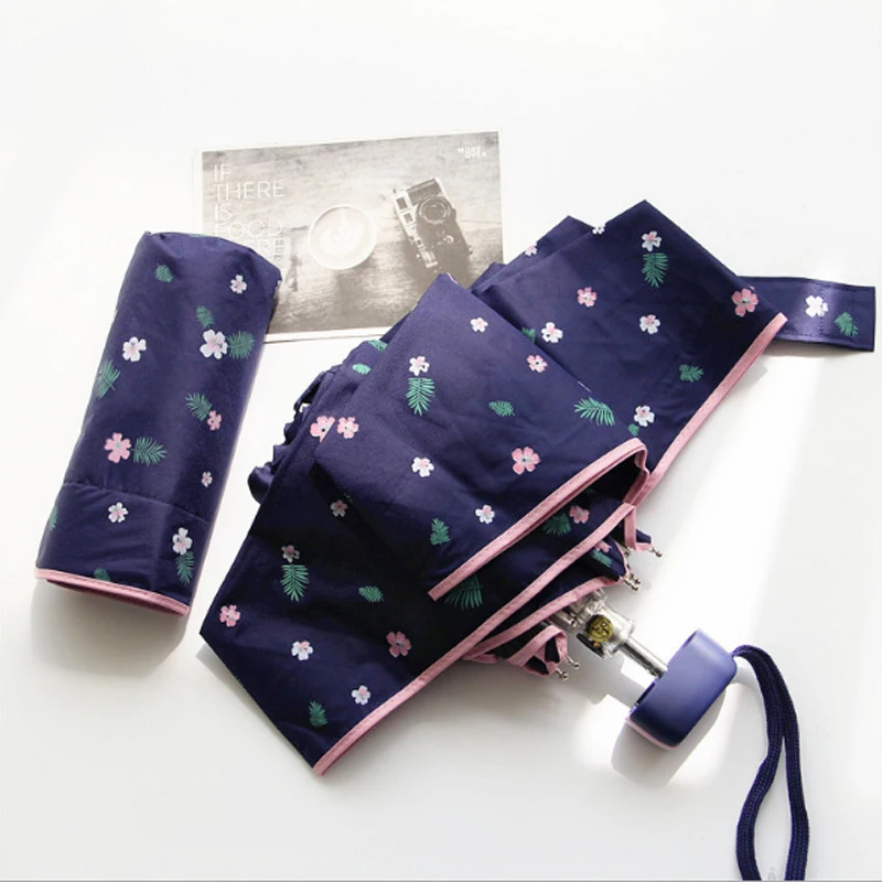 Female five-folding mini pocket umbrella UV resistant floral sun for women non-automatic ladies small parasol YJ001 | Дом и сад