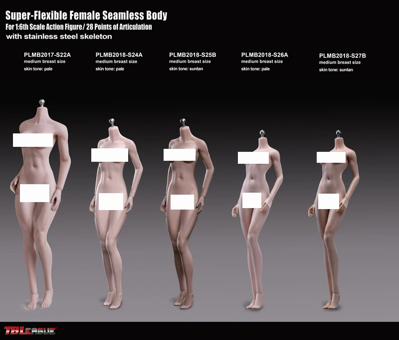 Phicen TBLeague 1//6 Female Body S24A S25B S26A S27B Mid Bust 12/" Action Figures