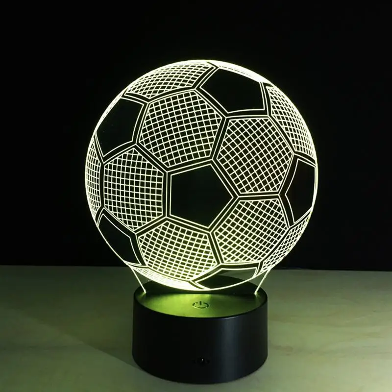 

3D Lamp Visual Light Effect Soccer Pattern Touch Switch & Remote Control Colors Changes Night Light