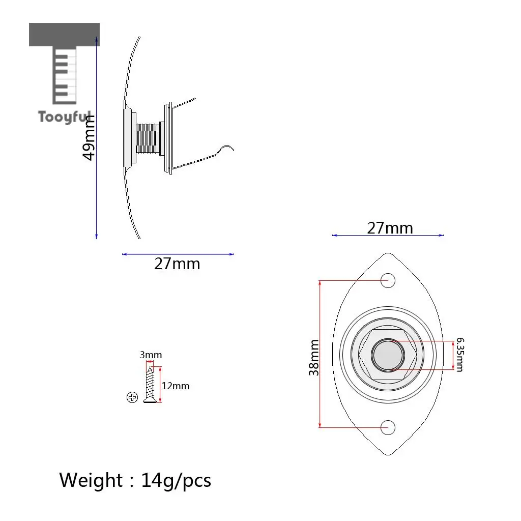 Tooyful Oval 1/4' 6.35mm Electric Guitar Ukulele Output Input Jack Plug Socket Guitar Upgrade Accessory DIY Parts