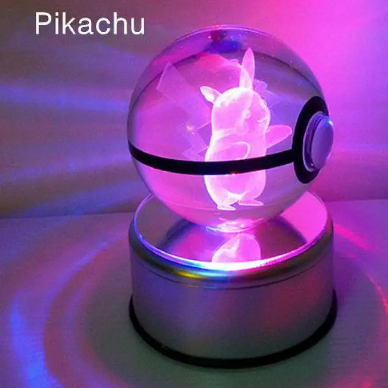 Новинка 5 мм стильная необычная 3d лампа Dream Mew Pokemon Ball с гравировкой хрустальный шар с подарочной коробкой светодиодный буквенный светильник - Цвет: Diameter 5cm