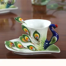 Креативная фарфоровая эмалированная 3D цветная чашка с блюдцем и ложкой, керамическая кофейная чашка, креативные чашки, кофейные чайные наборы