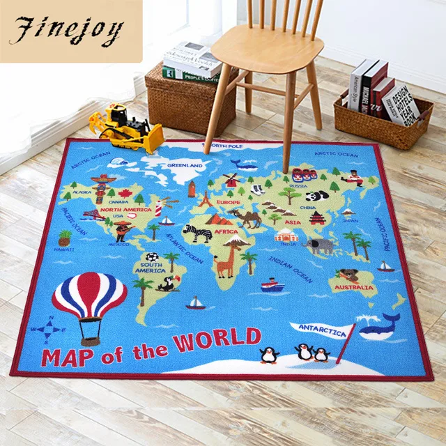 fine joy cartoon world map design carpet 100x150cm rectangle rug living room bedroom mat soft rugs