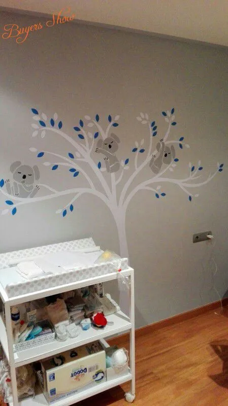 Негабаритных большой коала дерево наклейки для стен для ребенка детские-Детские Виниловые наклейки декора стен, t3026