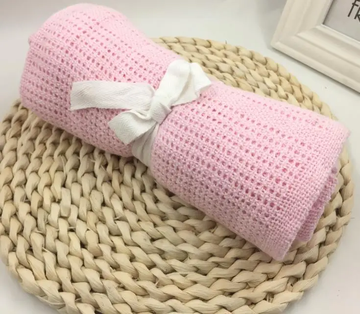 Летняя Детская Пеленка, Мягкое хлопковое вязаное крючком, конфетный цвет, пустотелое одеяло для новорожденных, банное полотенце