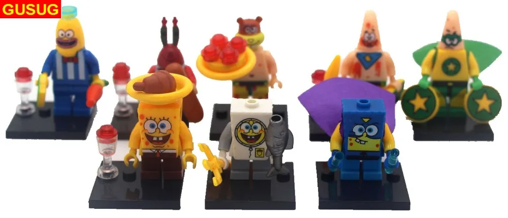 

GUSUG 80PCS JR231 Super Heroes Patrick Star Blocks Spongebob Building Bricks Best Gift Educational Toys