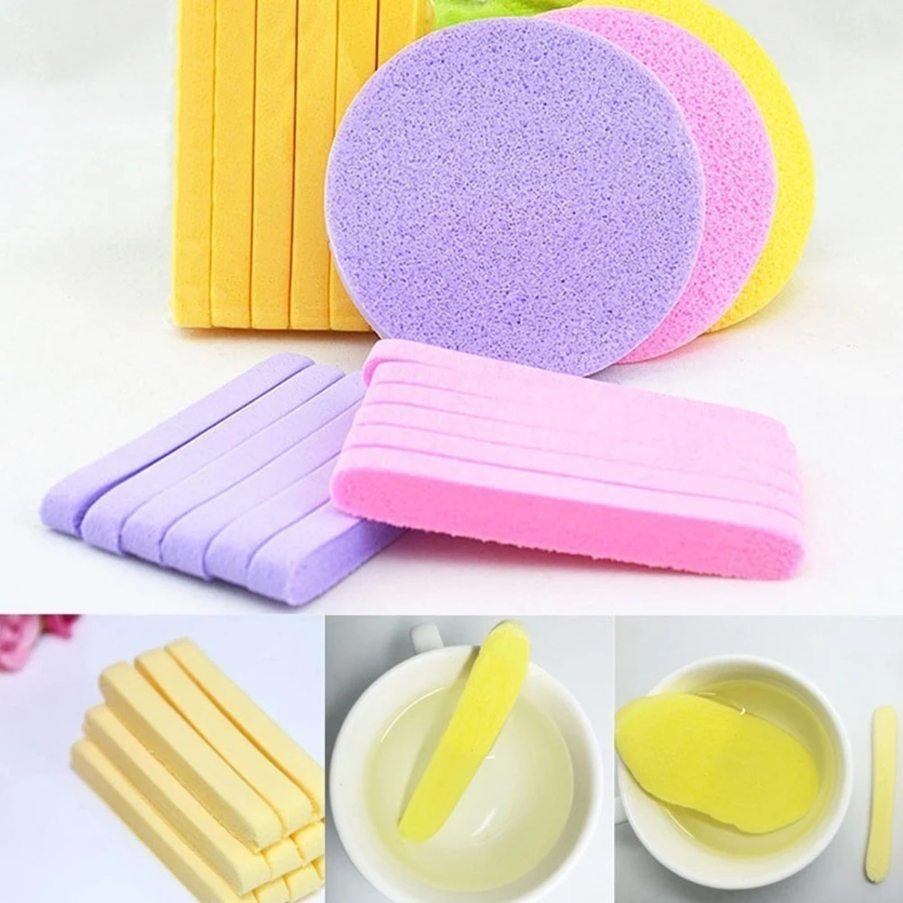 

12Pcs/1 Pack Natural Wood Compression Fiber Face Wash Cleaning Sponge Cleaning Sponge Puff Pad Makeup Tools