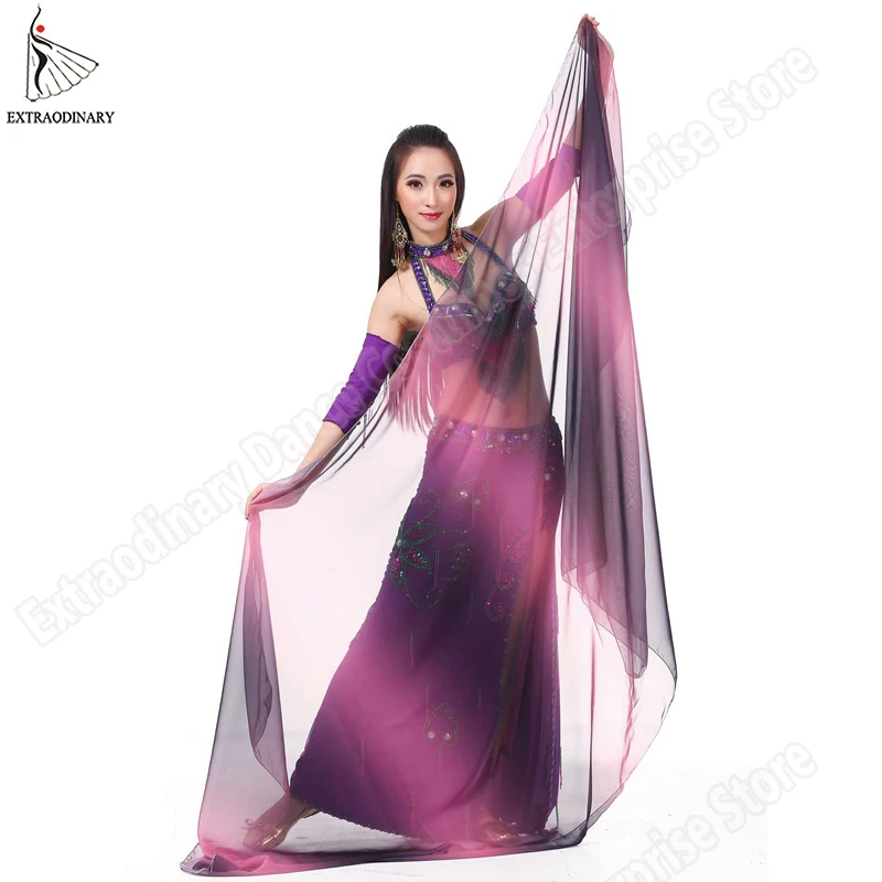 Women Belly Dance Veil Silk Light Scarf Rainbow Belly Dancing Silk