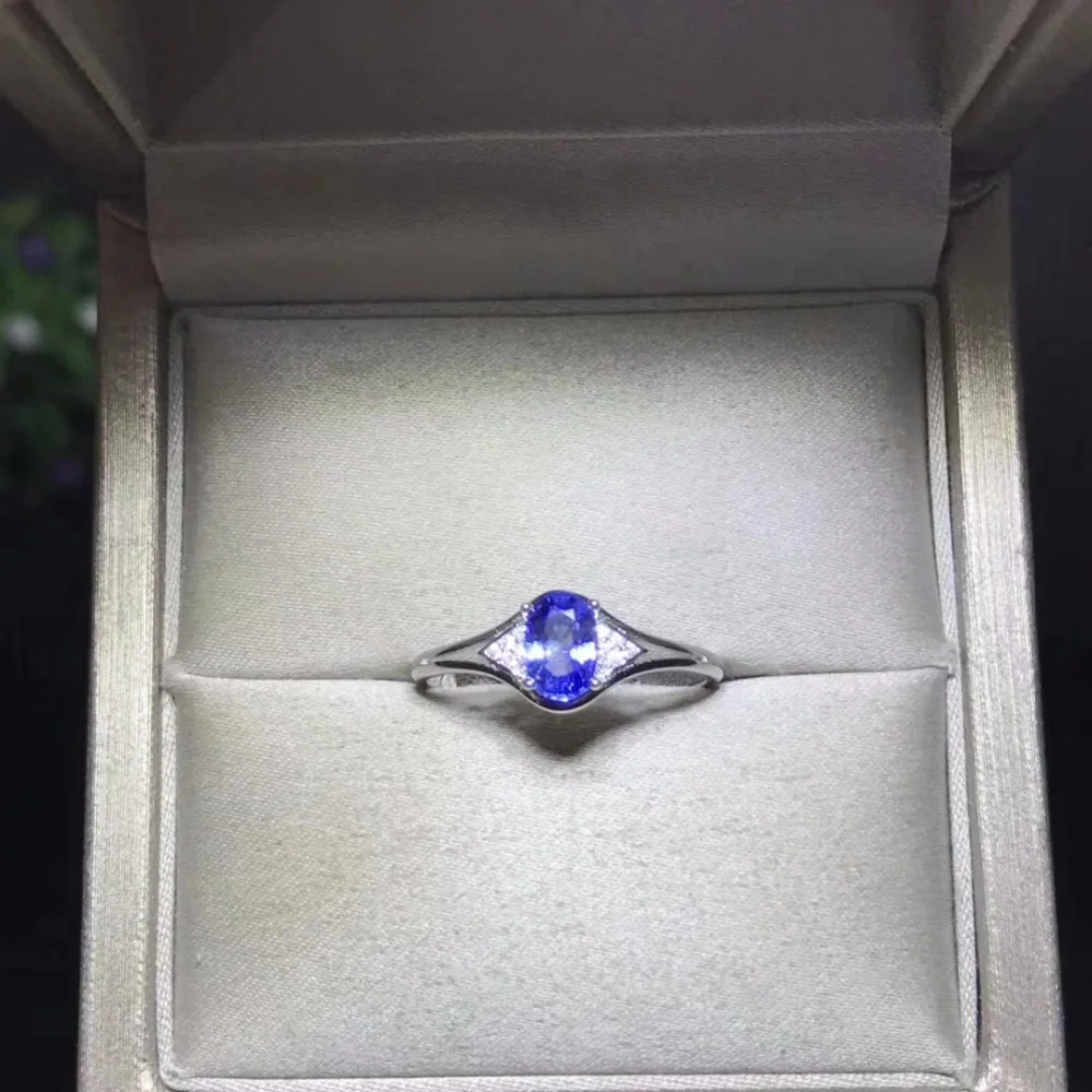 Uloveido Natural Tanzanite Gemstone Ring, 925 Sterling Silver Ring for Women, Blue Stone Anniversary Wedding Ring 28% off FJ262