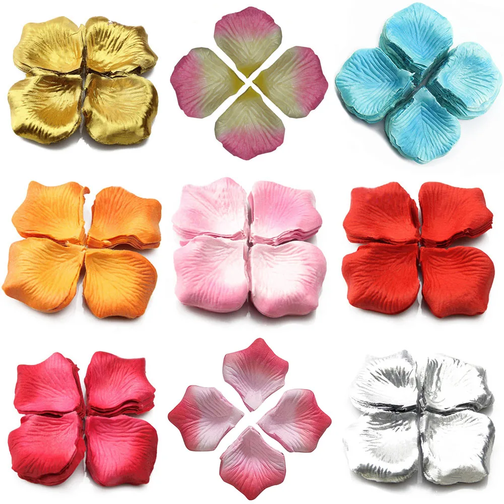 500Pcs Multicolor Fake Rose Petals Girl Toss Silk Petal Artificial Flower For Wedding Party Home Decoration Accessories