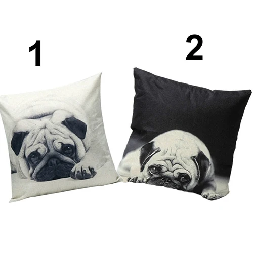 

Cute Pug Dog Linen Pillow Case Square Cover