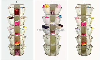 

5 Shelves 40 pockets Buy 2 To Connect Smart Carousel Organizer+Spin 360+Multi-Purpose Hang Bag 5 floors