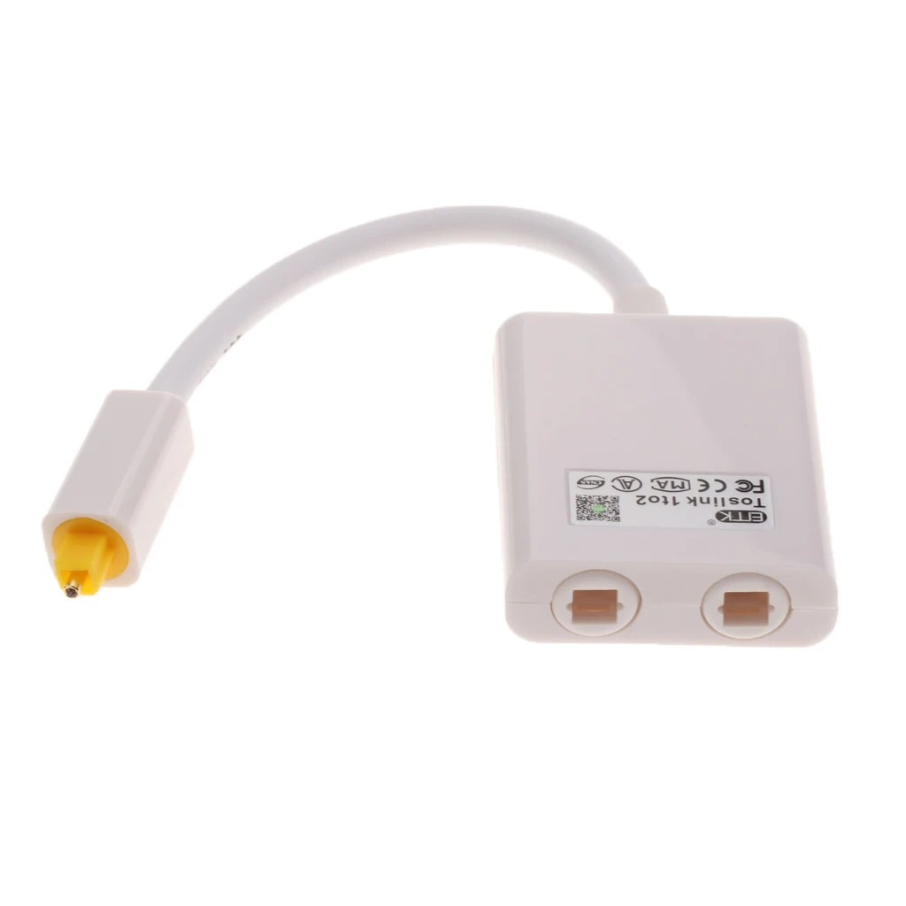 Dual Port Toslink Digital Optical Adapter Splitter Fiber Audio Cable White