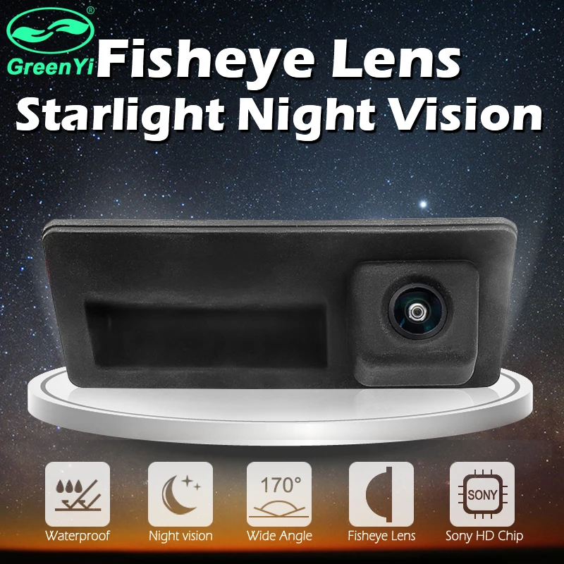 

GreenYi Star Night Vision Car Trunk Handle Rear View Camera for Audi A4 A3 A5 Q5 for VW Passat Tiguan Golf Touran Jetta Touareg