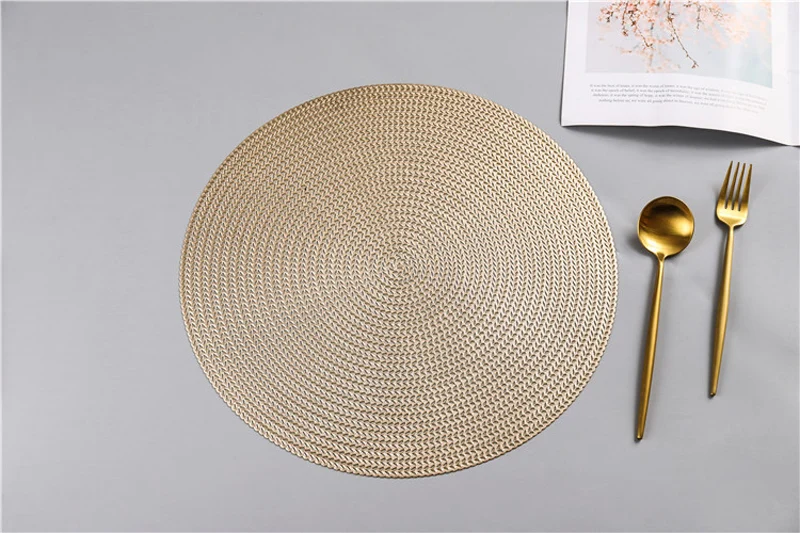 38 см круглый ПВХ коврик для столовых приборов нордический анти-обжигающий изоляционный стол коврик для отеля ресторана стейк колодки