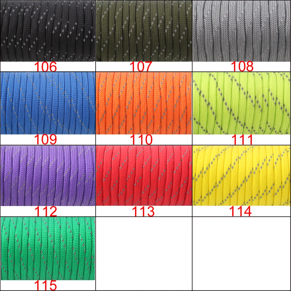 Yooupara 100 أقدام 10 ألوان 7 ستراند الطلق campling الرياح عاكس paracord حبل الحبل حبل المظلة بقاء ظهور