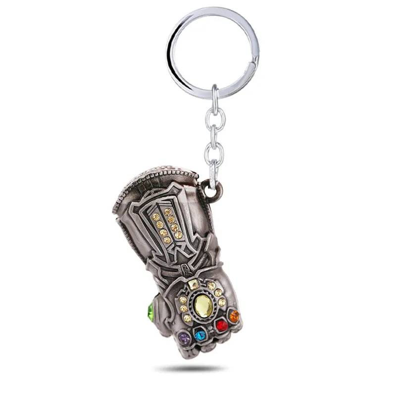 Avengers 4 Endgame Iron Man Infinity Glove Gauntlet Keychain Crystal Insert Metal Ironman Fist Pendant Key Chain Movies Jewelry - Цвет: guyin