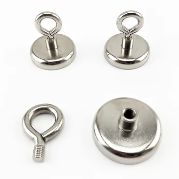 

D25mm Neodymium Magnet eyebolt Recovery Strong Metal Detector Deep Sea Pot Salvage Fishing Magnetic Hook treasure hunter holder