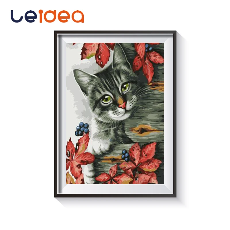 

DIY Framed Lovely Cats DIY Oil Painting By Numbers Canvas Painting For Wedding Decoration Home Decor Drop Shipping