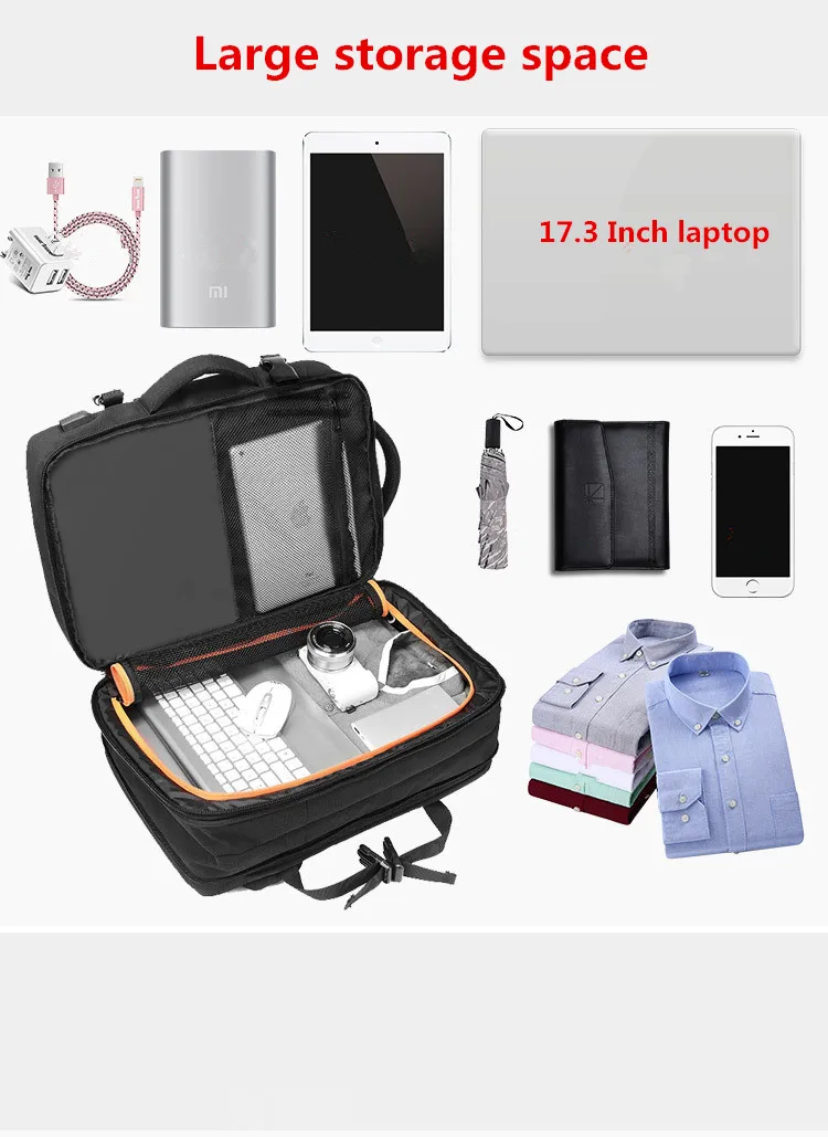 Мужской рюкзак, новинка, Бизнес Стиль, многофункциональный, usb зарядка, 17,3 дюймов, рюкзак для ноутбука, Bolsa Mochila, водонепроницаемый, для путешествий, школьная сумка