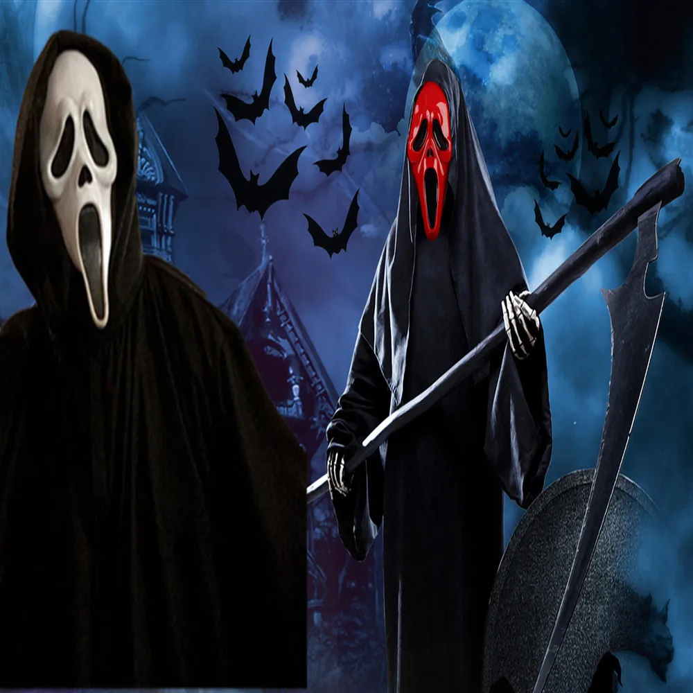 

Happy Halloween Scream Mask Wizard Death God Cloak Elven Elf Ear Devil Zombie Denture Cospaly Vampire Party Children Club Dress