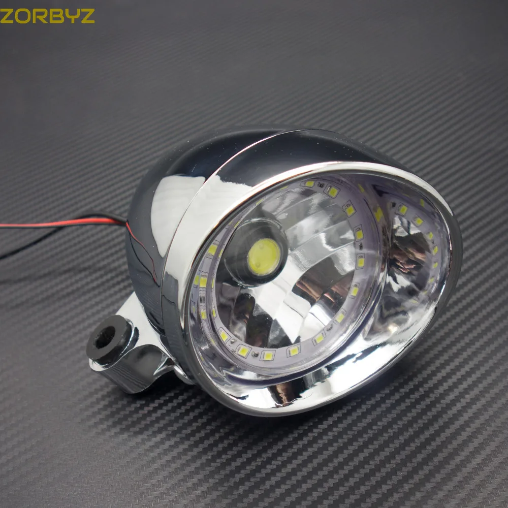 ZORBYZ 1 шт., Хромированный Светодиодный светильник в виде пули для мотоцикла, противотуманный светильник с ангельским глазом для Harley Honda Yamaha, на заказ