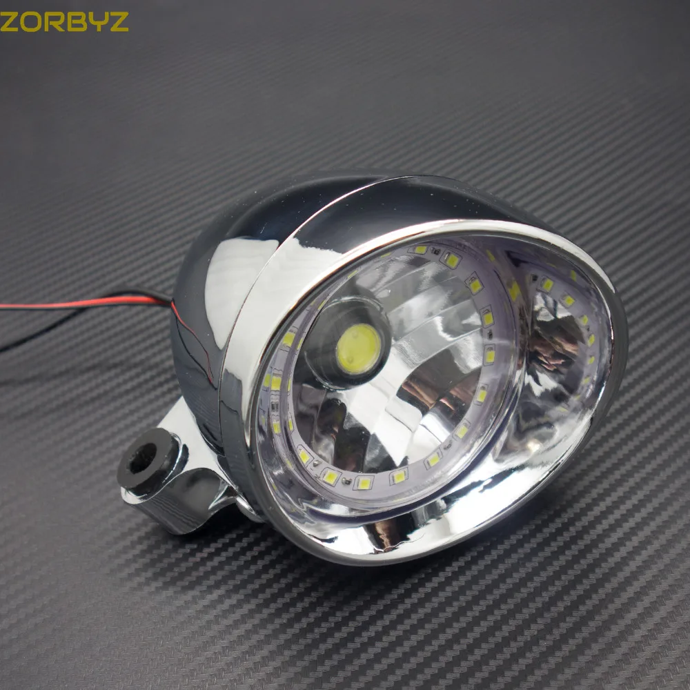 

ZORBYZ 1 Pcs Motorcycle Chrome LED Bullet Spot Light Fog Light With Angel Eye For Harley Honda Yamaha Custom