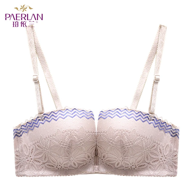 PAERLAN Sexy Push Up Thin Lace Bra Floral Bow Front Closure