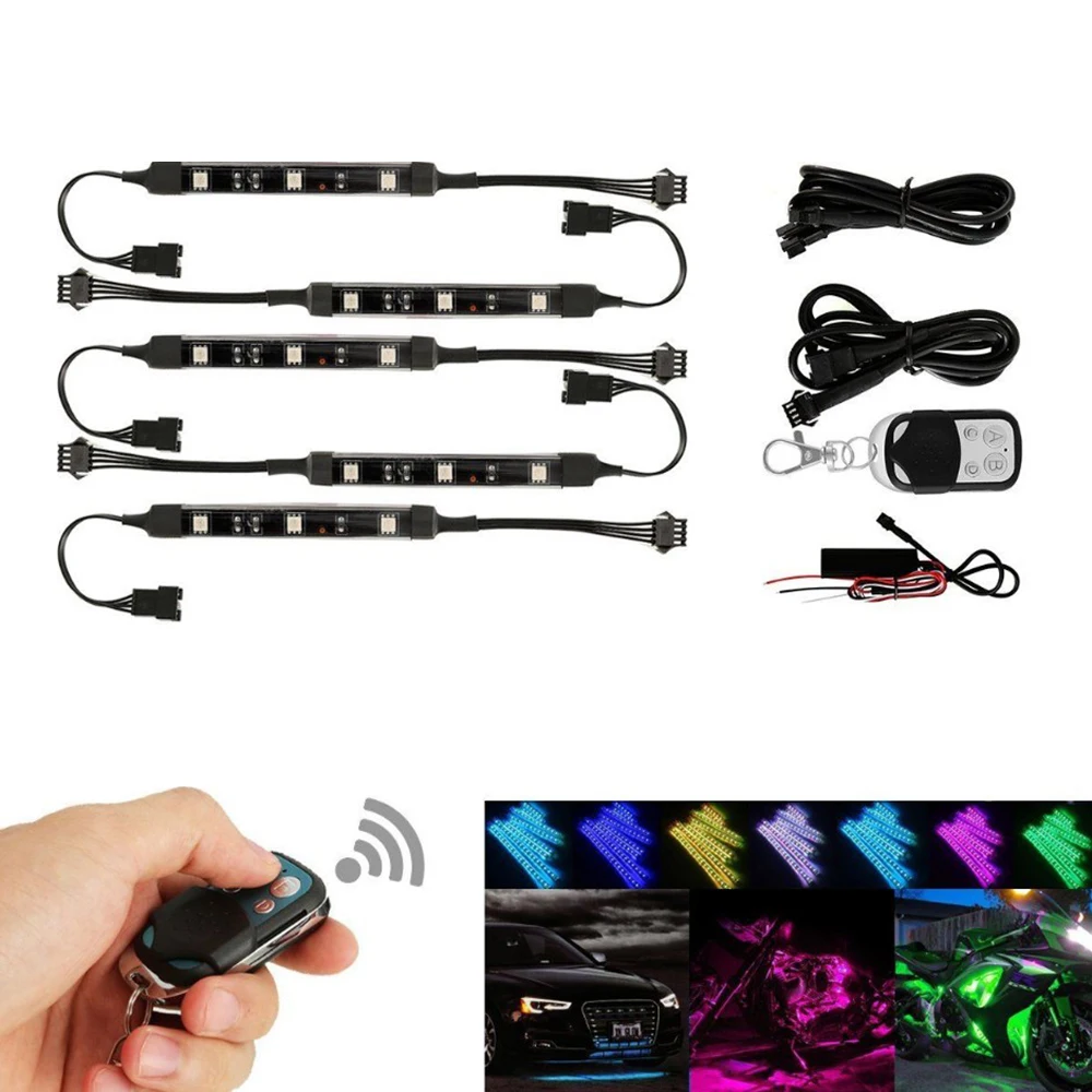

50W Motorcycle LED Light Kit Multi-Color Accent Glow Neon Strips Lights With Remote Controller Switch Supports Voice Controlling