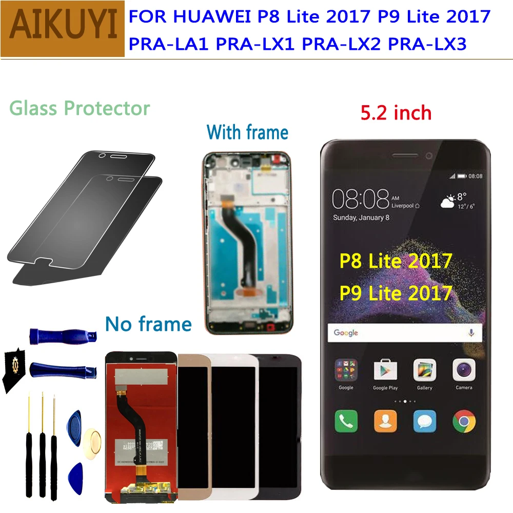 

For Huawei P9 Lite 2017 LCD Display Touch Screen Digitizer Huawei P9 Lite 2017 LCD With Frame P8 lite 2017 PRA LA1 LX1 LX2 LX3