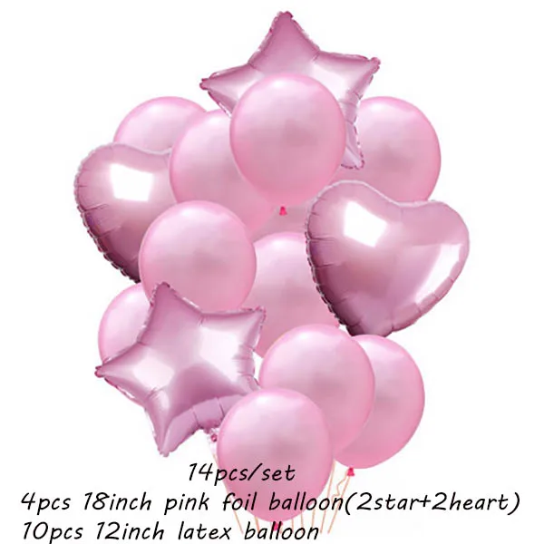 14 шт мульти воздушный шар "Конфетти" с днем рождения, розовое золото, Гелиевый шар, воздушные шары, украшения, свадебные праздничные вечерние принадлежности - Цвет: pink
