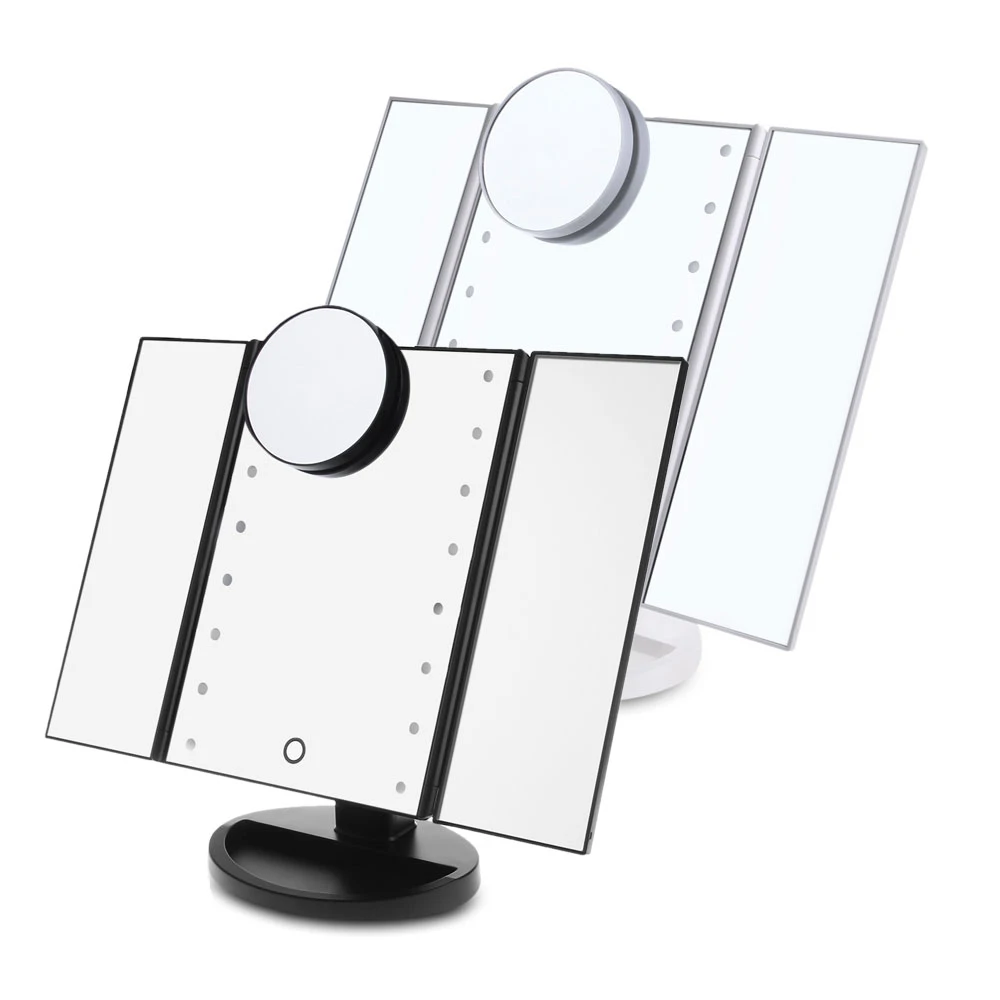 LED Профессиональный Макияж зеркало с трех сторон складной Портативный Desktop