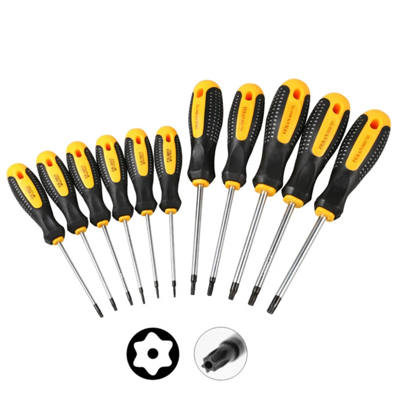 11Pcs Cr-V Torx Screwdriver Set with Hole Magnetic T5-T30 Screw Driver Set Kit for Telephone Repair Hand Tool Set - Image 5