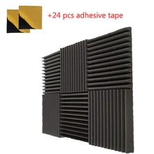 6 uds cinta adhesiva de Material absorbente de sonido Panel de cuña acústico Color carbón