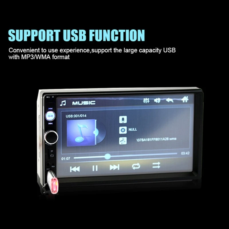 Car Bluetooth MP5 Player 7 Inch HD 1080P Touch Screen Player Car MP5 Support TF USB AUX FM Radio Rear View Camera Remote Control (2)
