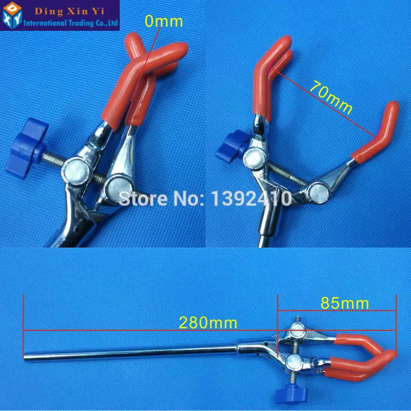 1PC 0-70mm Three Prong Extension Single Adjustment Flask Test Tube Laboratory Clamp laboratory clamps