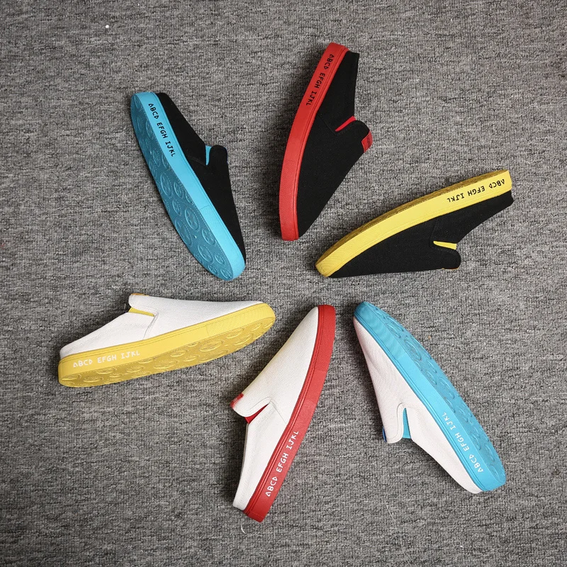 

fashion men casual shoes korean trend mixed colors male sneakers comformal leisure moccasins homme boy lazy slip on canvas flats
