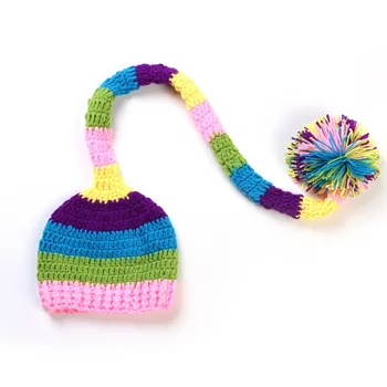 

Newborn Photography Props Colorful Striped Baby Crochet Knitwear Braided Hats Infant Kids Caps Toddler Christening