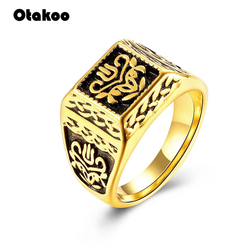 Otakoo Женское Обручальное кольцо из нержавеющей стали модное квадратное с цветком
