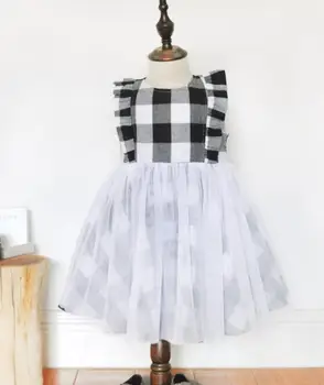 

6pcs/lot girls dress kids children clothing plaid sleeveless summer girl dress 2-7T sylvia 587166046590