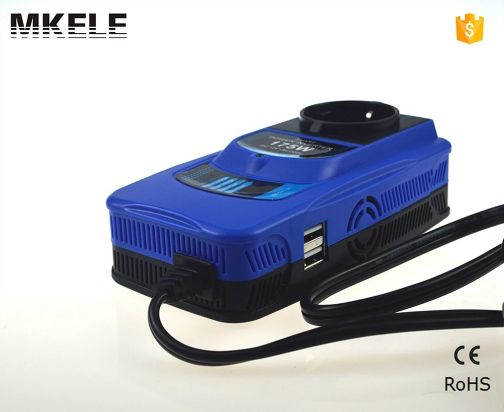 

MKC175-122 new style modified sine wave 175w 12vdc 230vac power inverter double usb 5v power inverter for car with wire