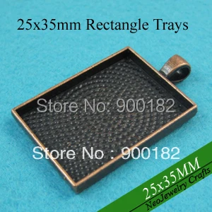 

25x35mm Antique Copper Blank Pendant Setting, Blank Pendant Tray, Rectangle Cabochon Tray Pendant