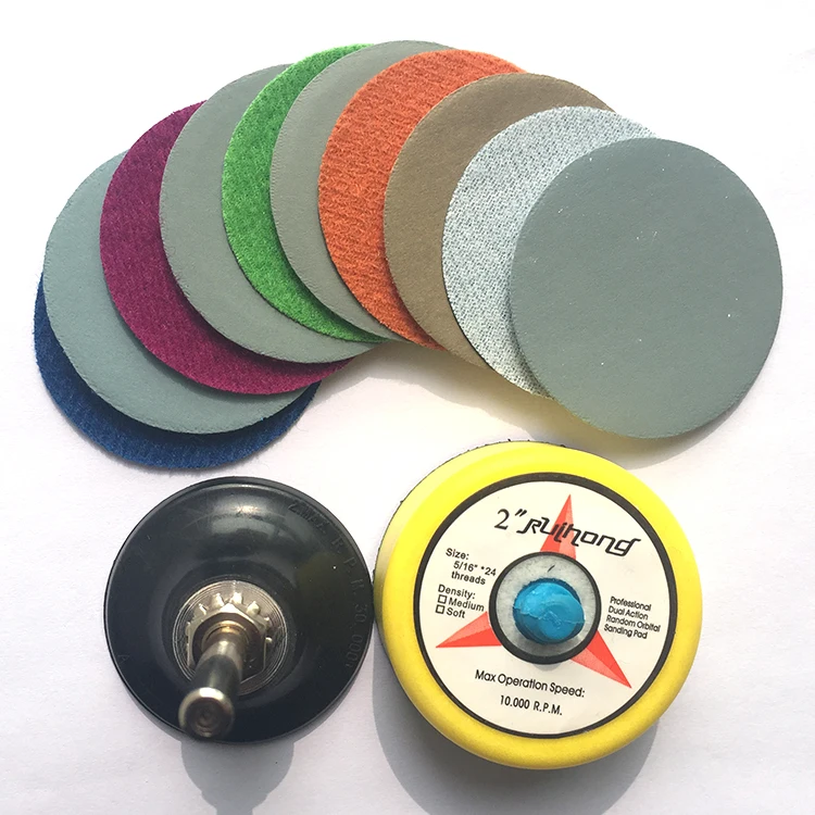 

1PC 2" 50MM Roll Lock Sanding Disc Holder 6MM shank + 1PC 2" Roloc Finishing Pad +10PCS 2" Waterproof Sandpaper
