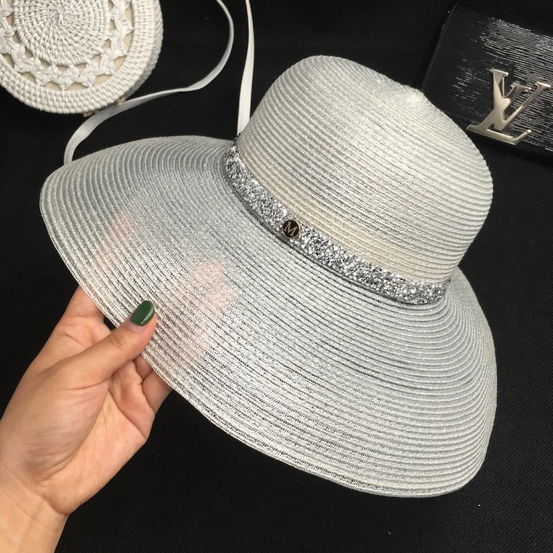 

Ms summer sunscreen basin hat HaiBianFang straw hat folding beach hat joker to travel