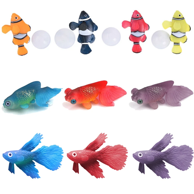 Jouet De Poisson Artificiel Fluorescent Modele De Poisson Rouge A Ronfle De Poisson Clown Avec Ventouse Jouer Avec Reservoir De Poisson D Aquarium Aliexpress