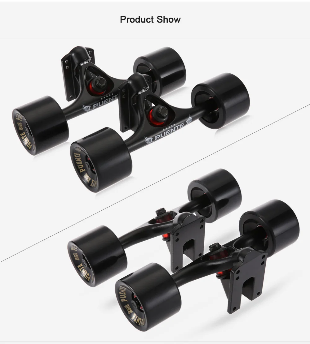 PUENTE 2pcs / Set Skateboard Truck with Skate Wheel Riser ABEC - 9 Bearing Bolt Nut