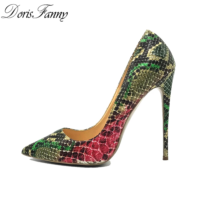 Zapatos de tacón alto verde 2017 zapatos de mujer con estampado de