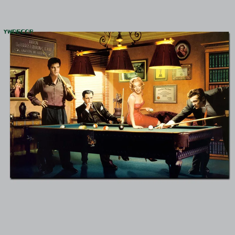 Ywdecor Hd Druck Leinwand Kunst Legal Action Spielen Pool Elvis Presley Humphrey Bogart Wand Picute Fur Wohnzimmer Canvas Art Hd Printsprinted Canvas Aliexpress